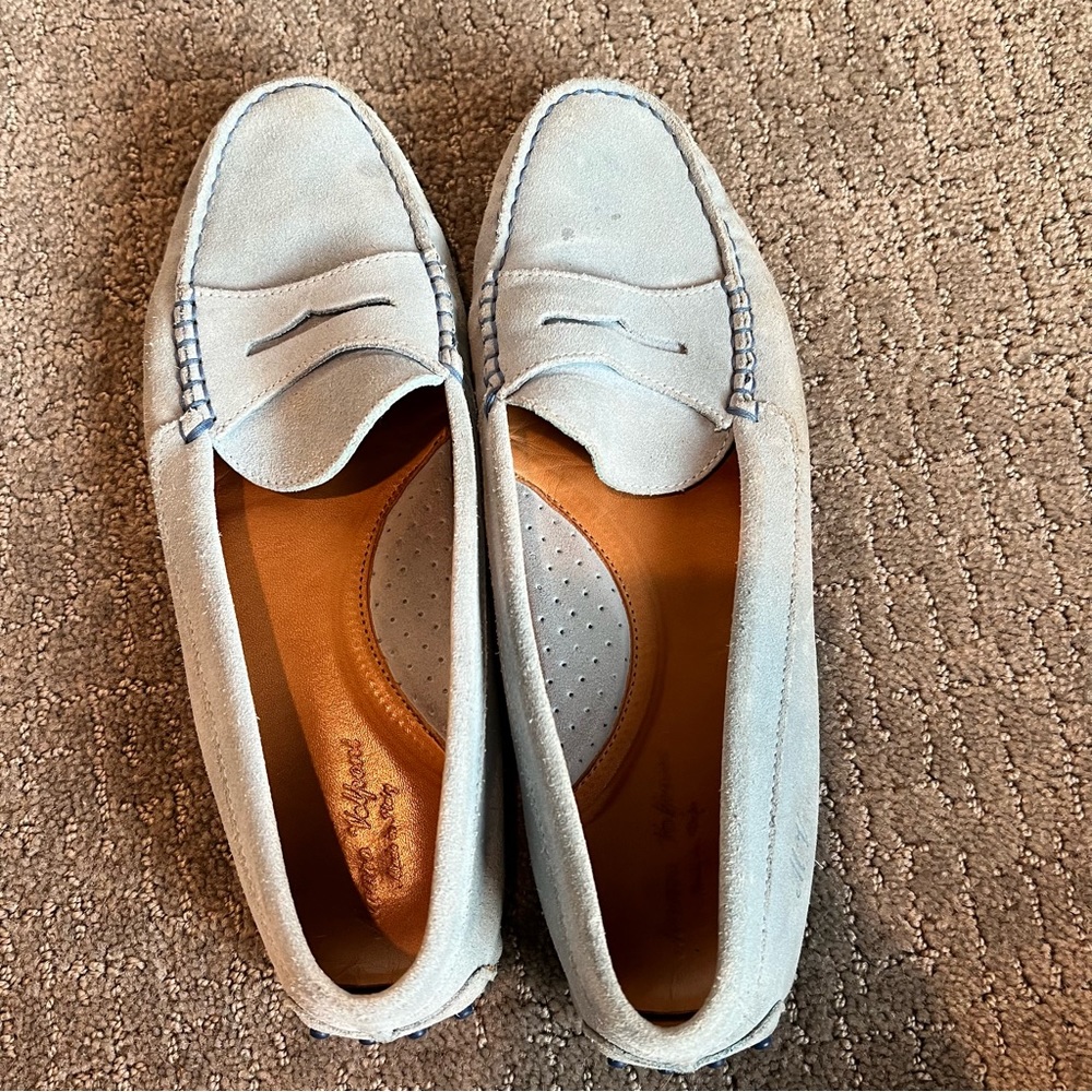 Used Italian Mario Vittamdi Blue Suede Loafers! Size 40
